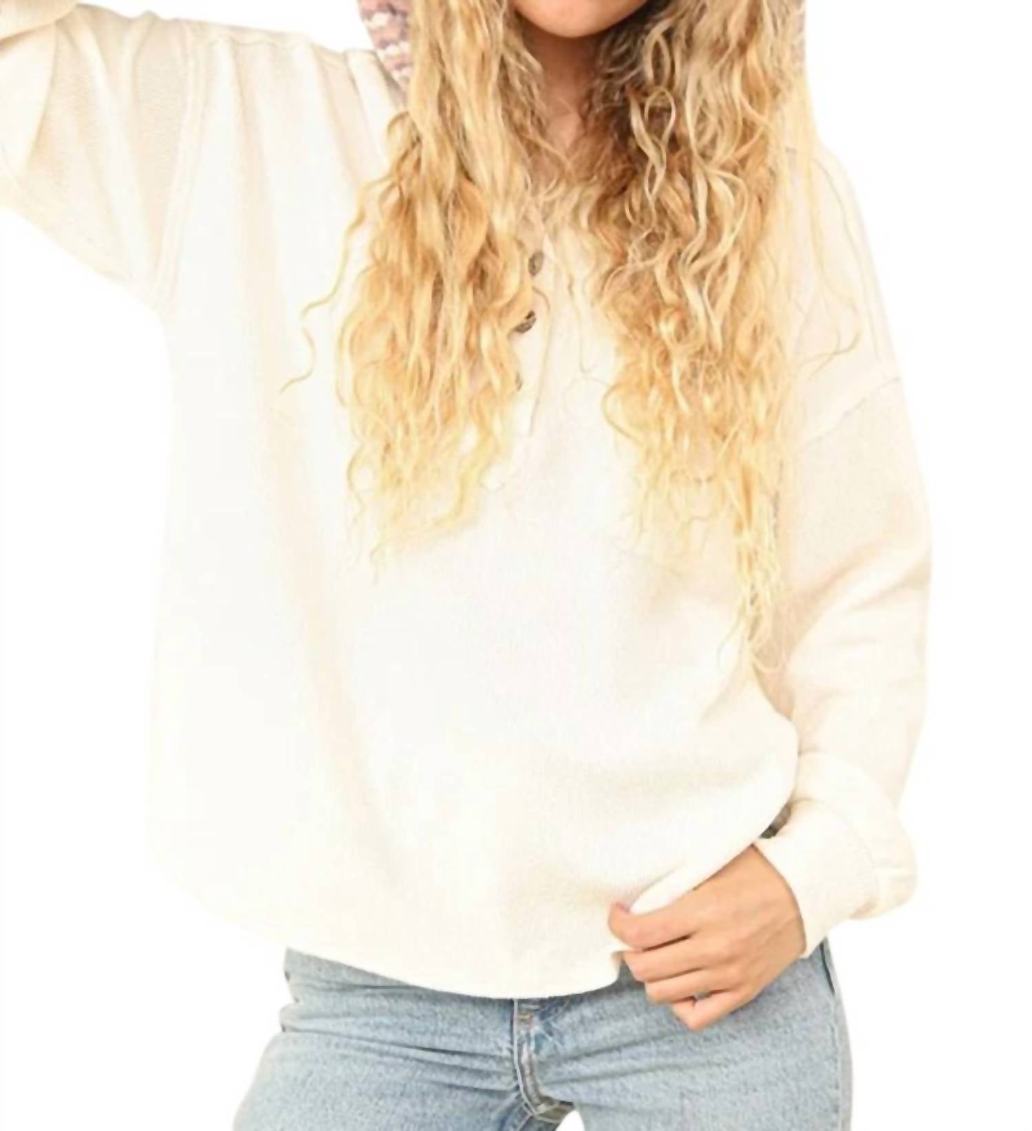 Very J - Oversized Seam Detailed Drop Shoulder Hooded Sweater