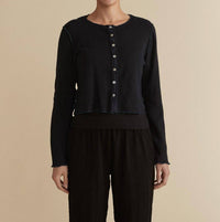 cut loose Marble Crop Cardigan Top in night - women's shirt