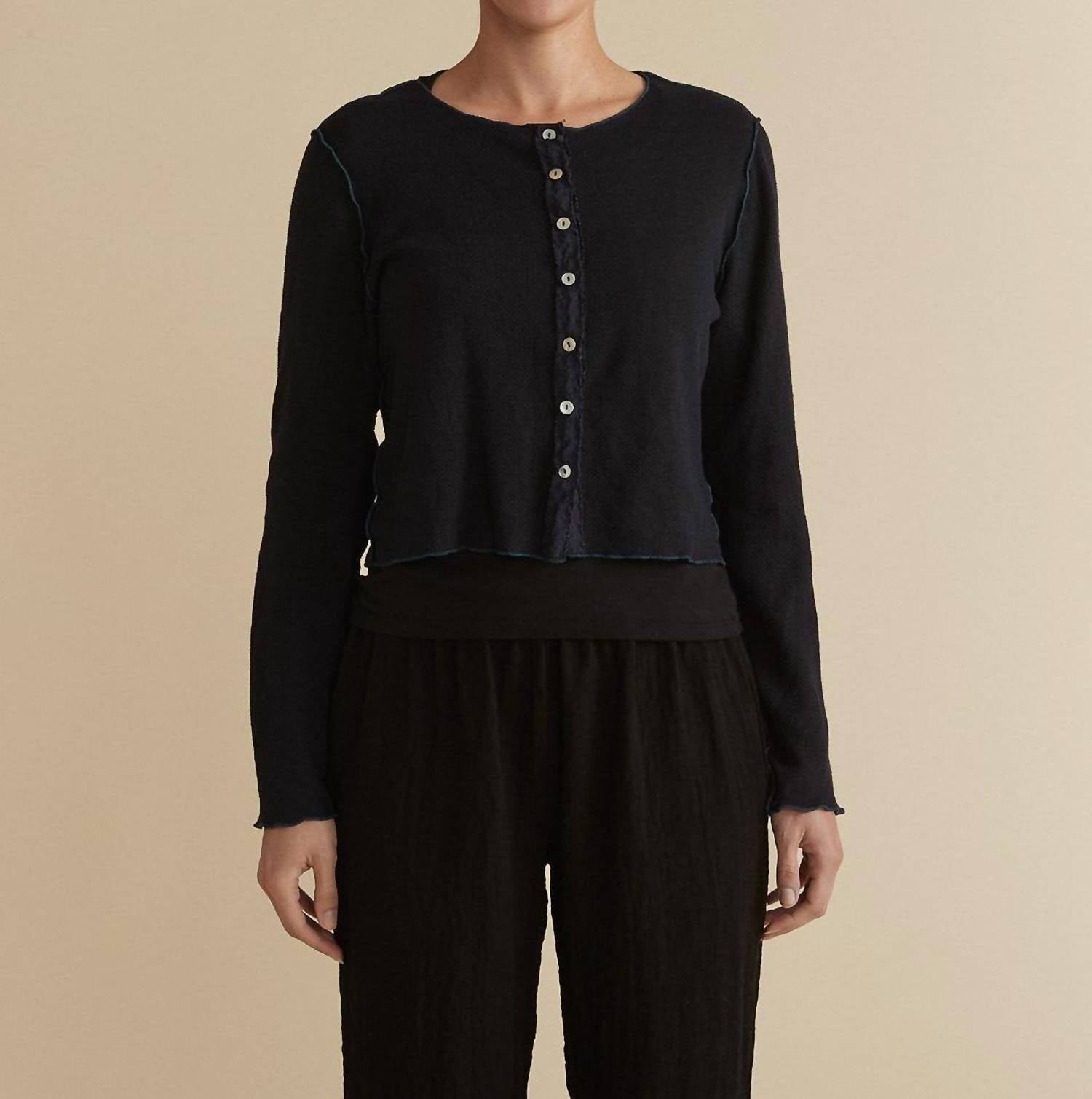 cut loose Marble Crop Cardigan Top in night - women's shirt