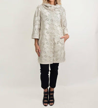 Blu Ice - Perforated Leather Puffed Collar Jacket
