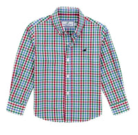 Properly Tied Seasonal Plaid Sportshirt in jolly - kids' shirt - detail view