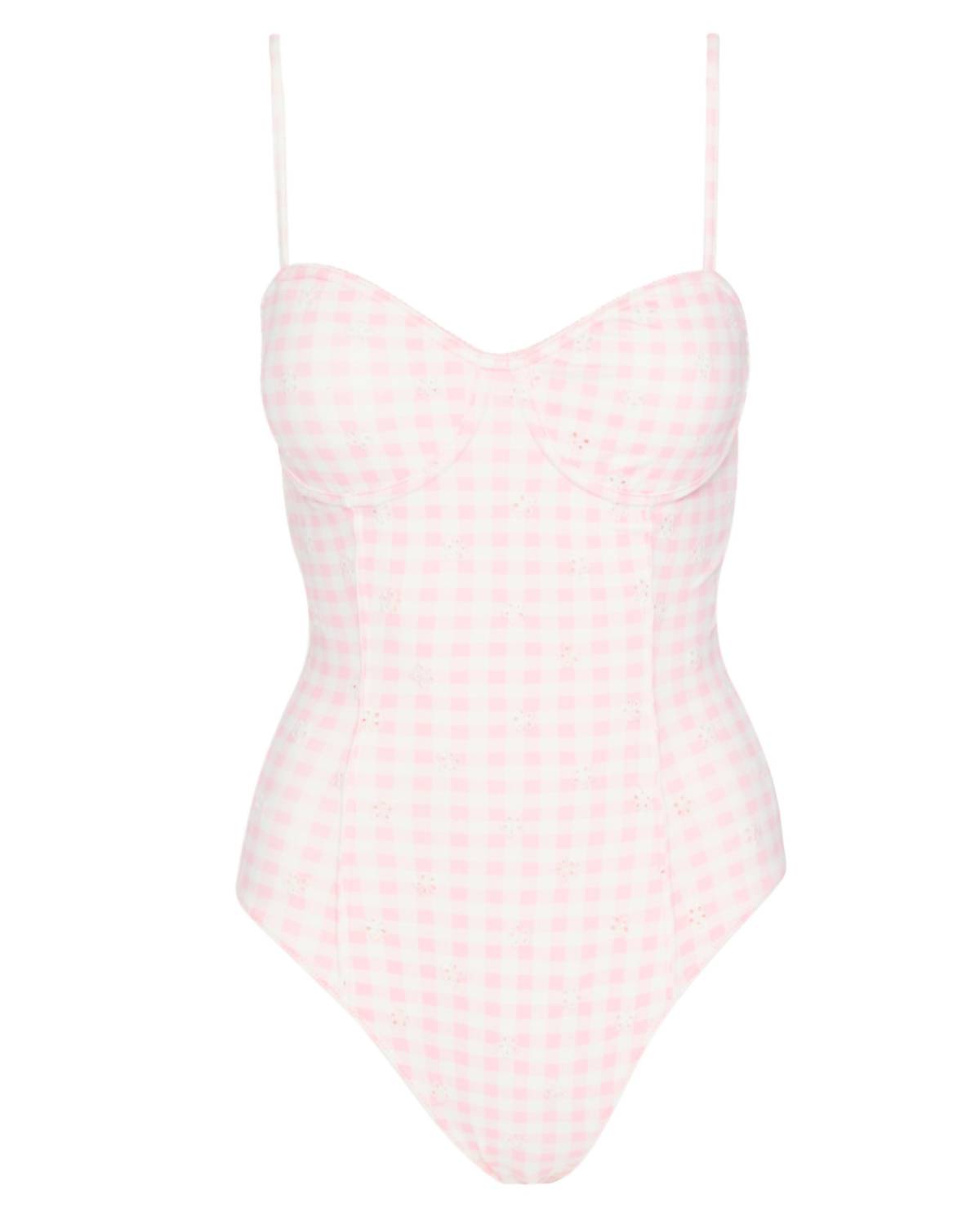 LoveShackFancy Mina One-piece Swimsuit in angel pink - women's swimwear - view 4