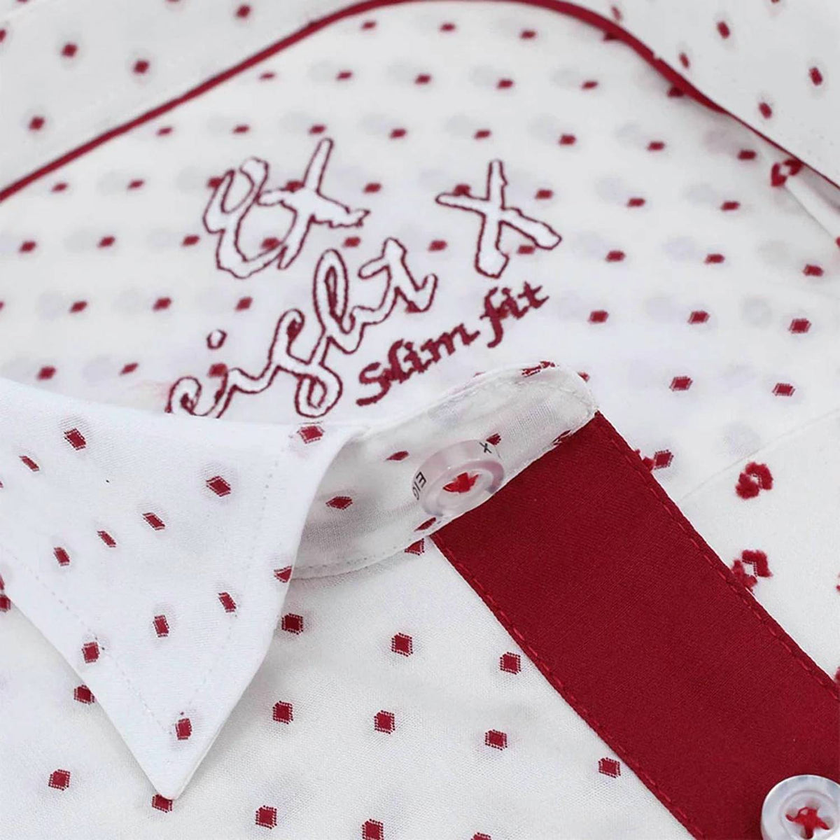 Eight X - Bordeaux Polka Dot Button Down Fil Coupe Shirt