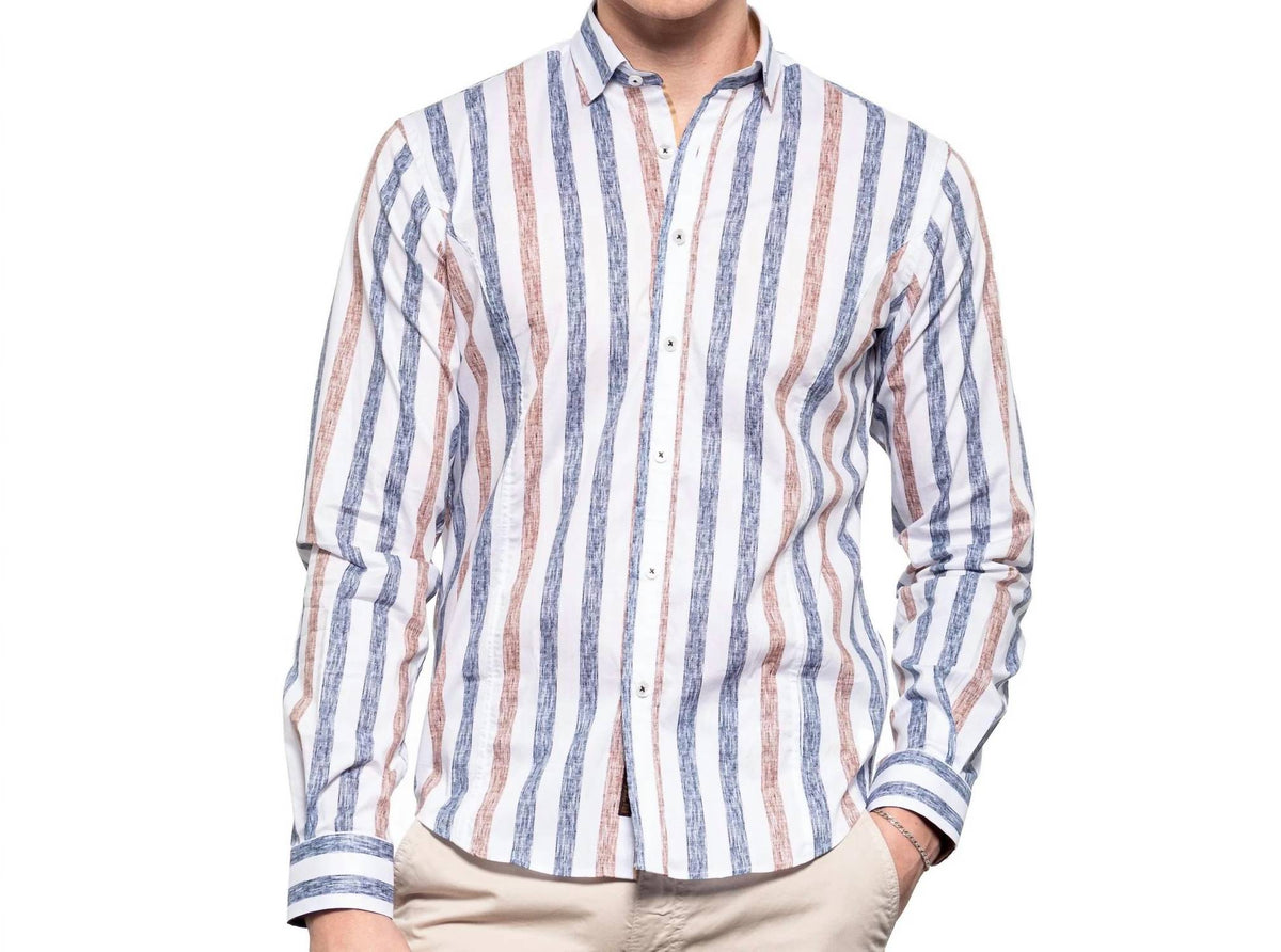 Eight X - Cross Hatch Striped Button Down Shirt