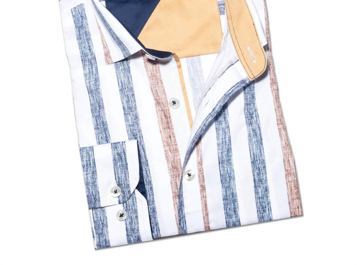 Eight X - Cross Hatch Striped Button Down Shirt