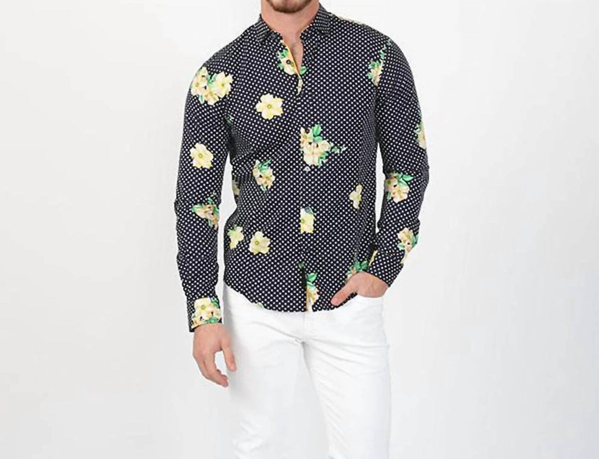 Eight X - Dot Print Floral Button Down Shirt