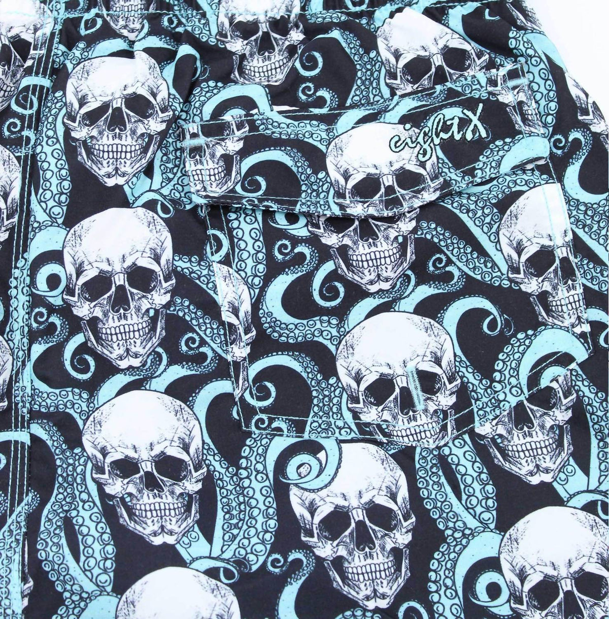 Eight X - Kraken Skulls Print Swim Trunks