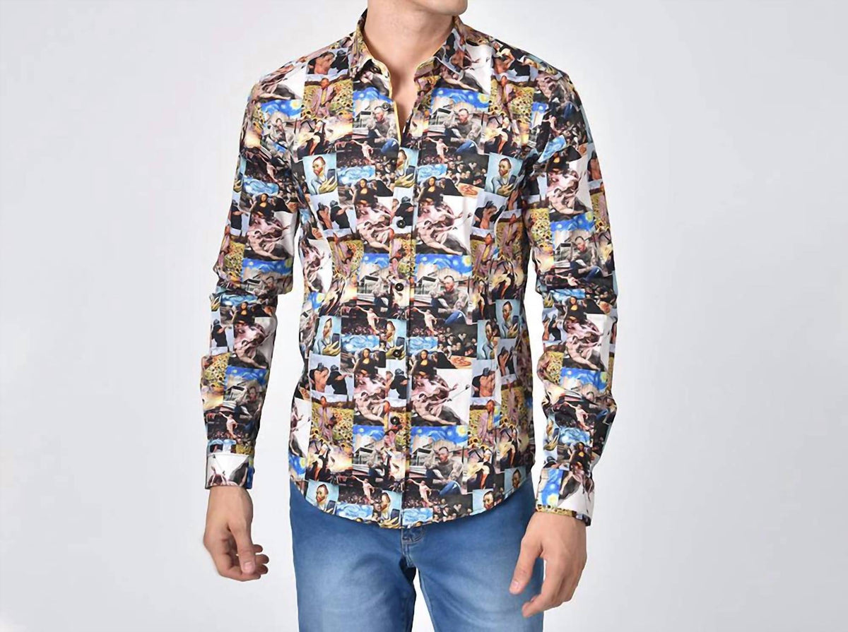Eight X - Millennial Van Gogh Button Down Print Shirt