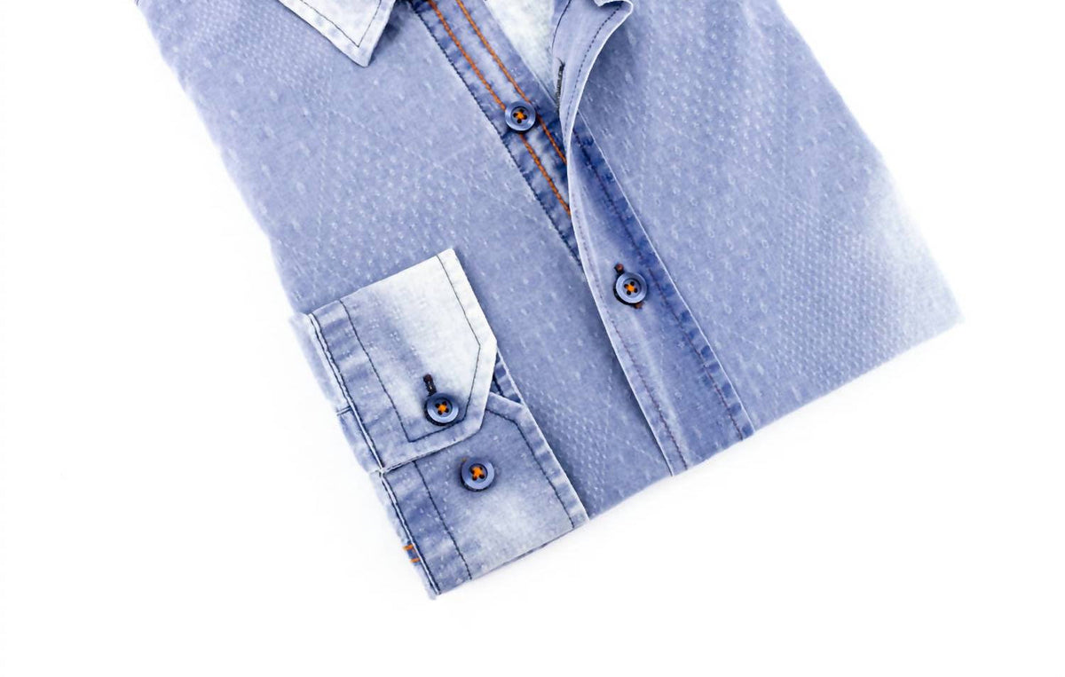 Eight X - Pattern Denim Jacquard Button Down Shirt