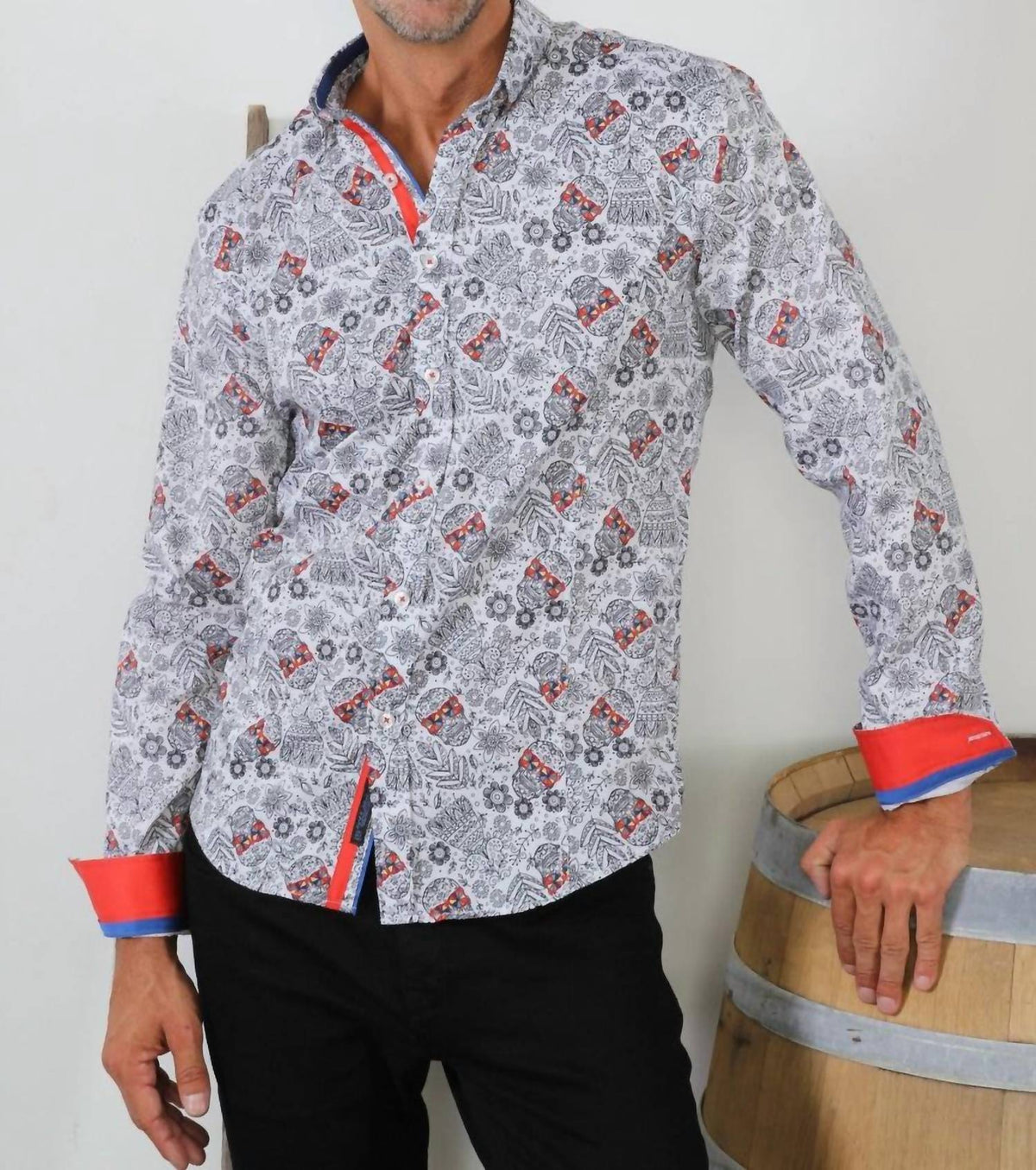 Eight X - Psychedelic Sugar Skull Button Down Shirt