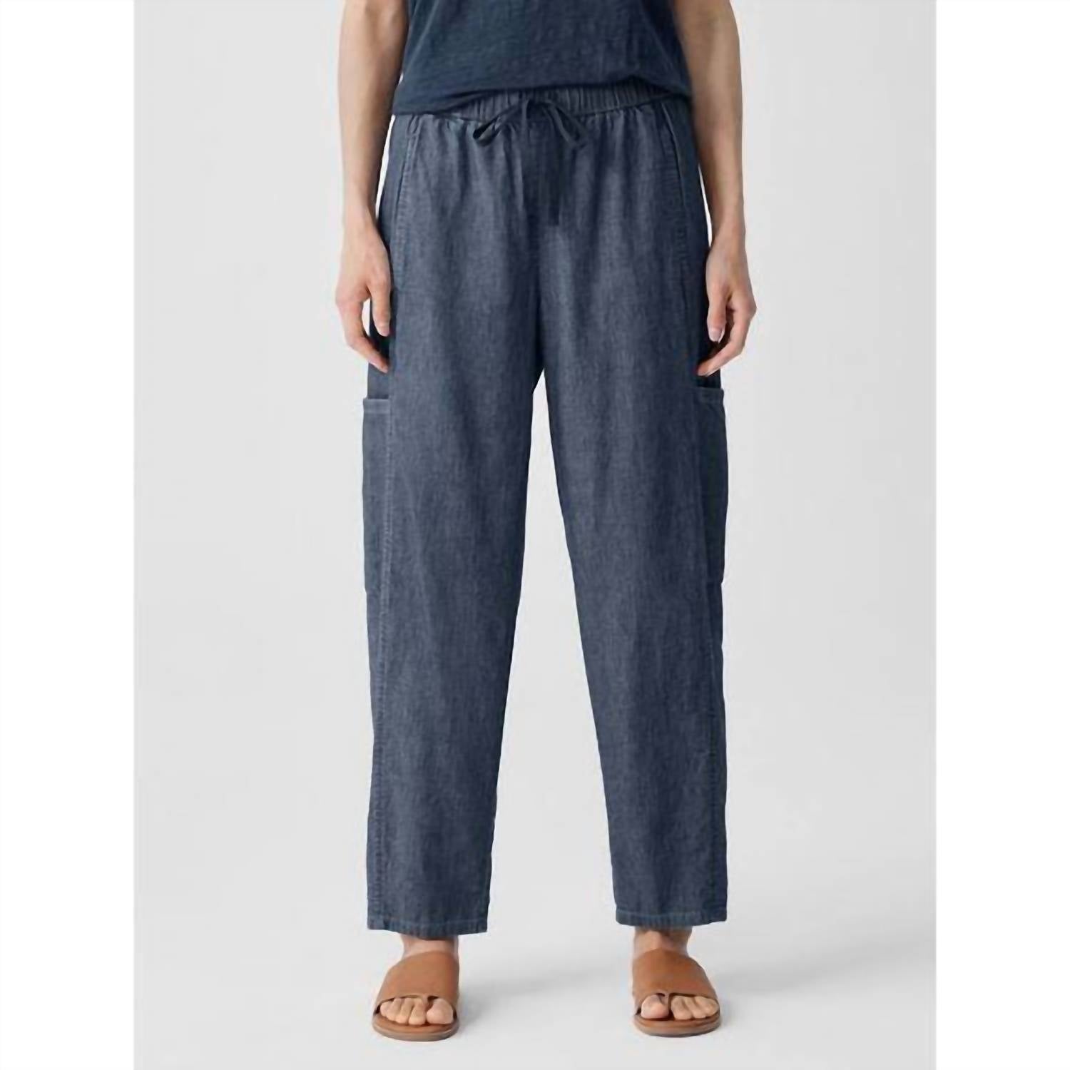 Eileen Fisher - Airy Organic Cotton Twill Cargo Pant - blue - clothing - cotton