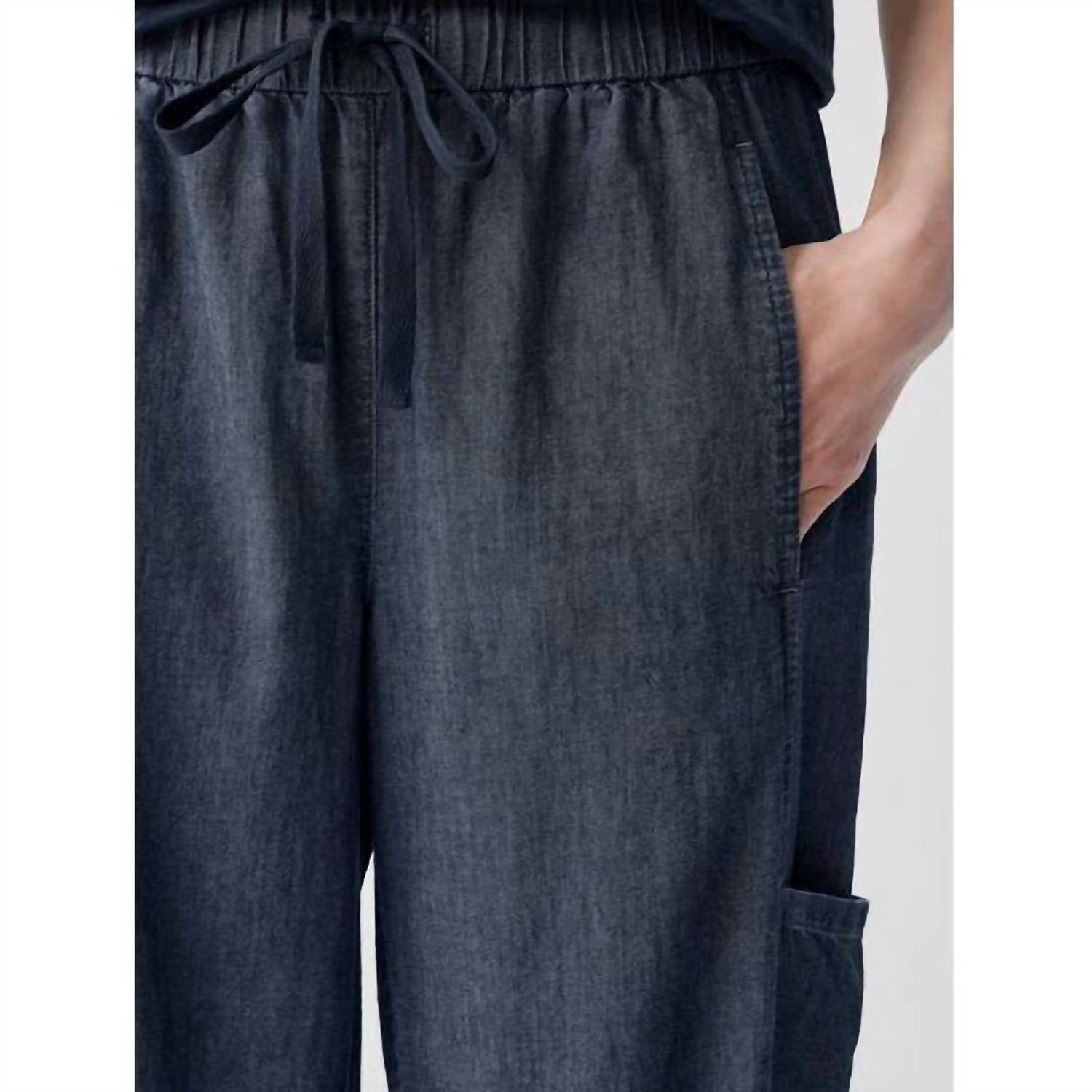 Eileen Fisher - Airy Organic Cotton Twill Cargo Pant - blue - clothing - cotton