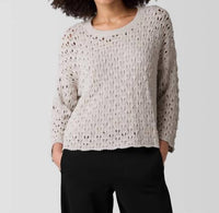 Eileen Fisher - Cotton Fluff Bracelet Sleeve Top - blouses - clothing - cotton - blend