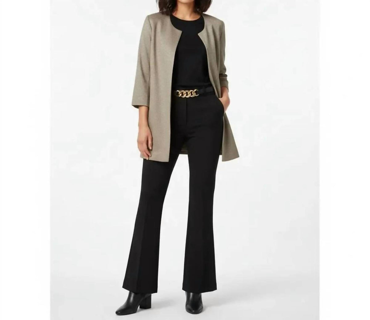 Eileen Fisher - Silk Jacquard Print Open Front Collarless Jacket