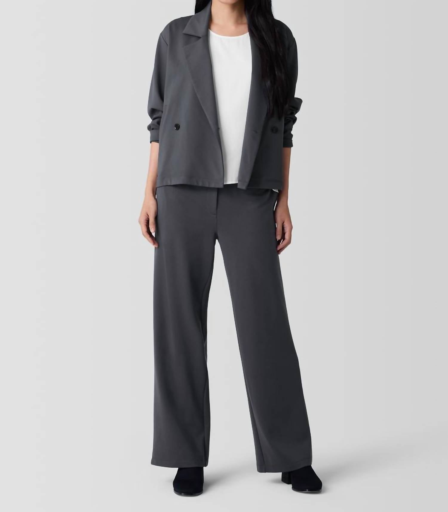 Eileen Fisher - Wide Easy Fit Trouser Pants - clothing - grey - lyocell