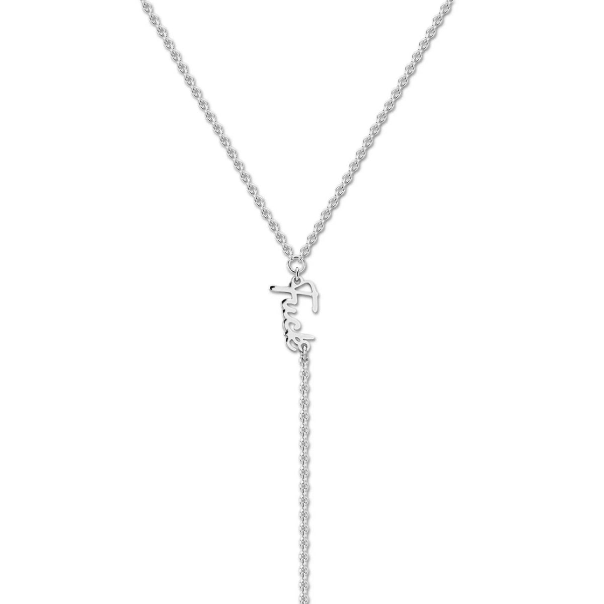 Eklexic - Women's Dainty Script F*ck Lariat Necklace
