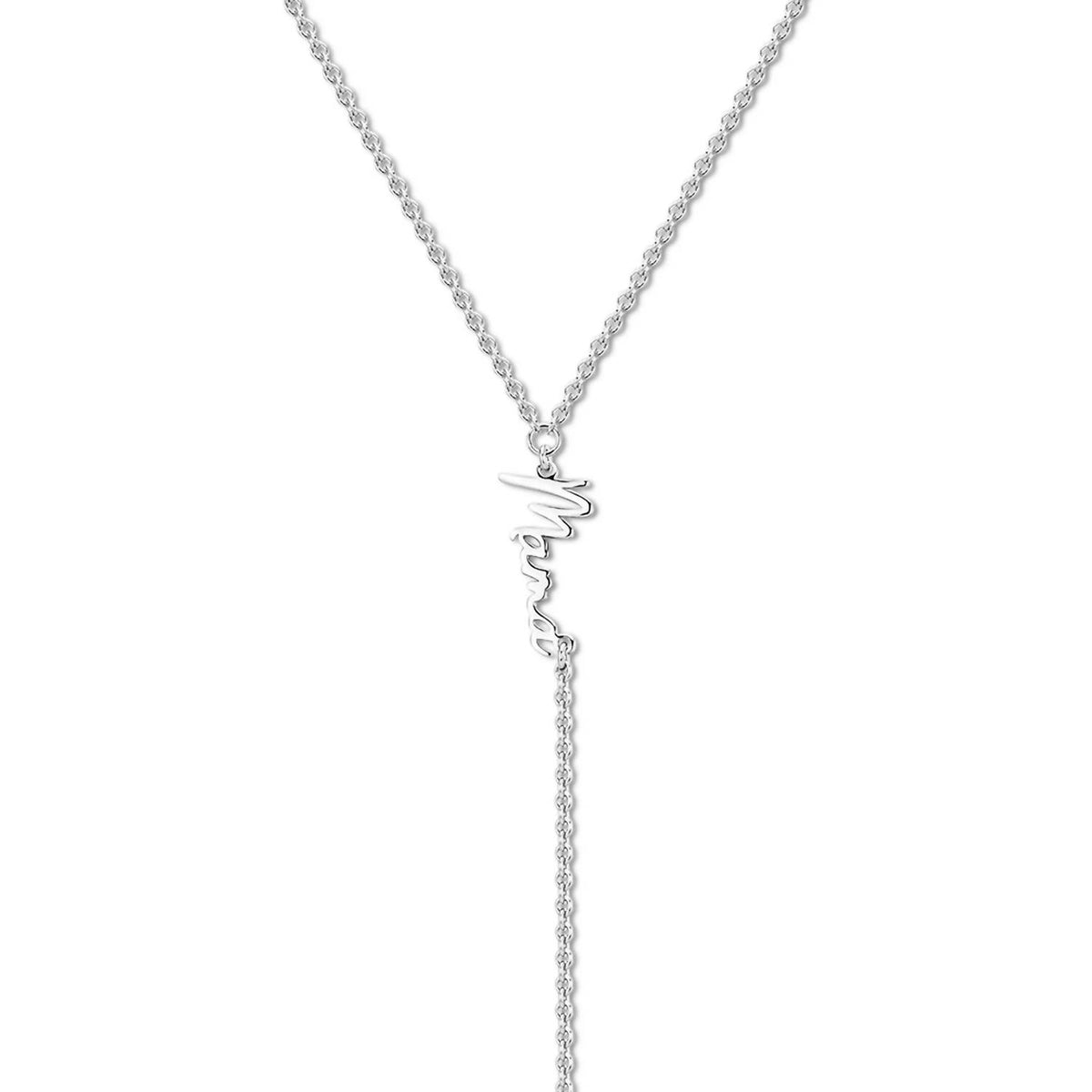 Eklexic - Women's Dainty Script Mama Lariat Necklace