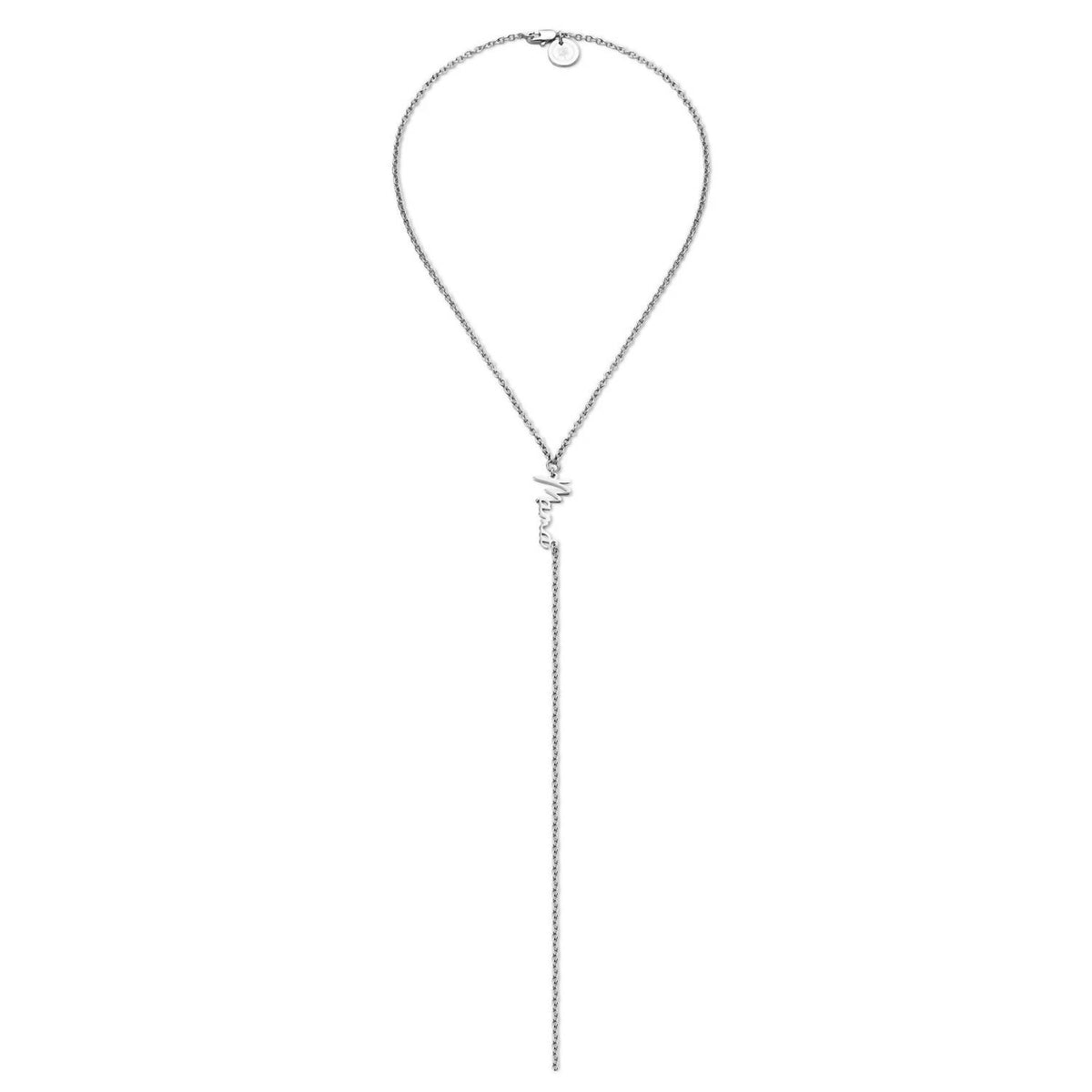 Eklexic - Women's Dainty Script Mama Lariat Necklace
