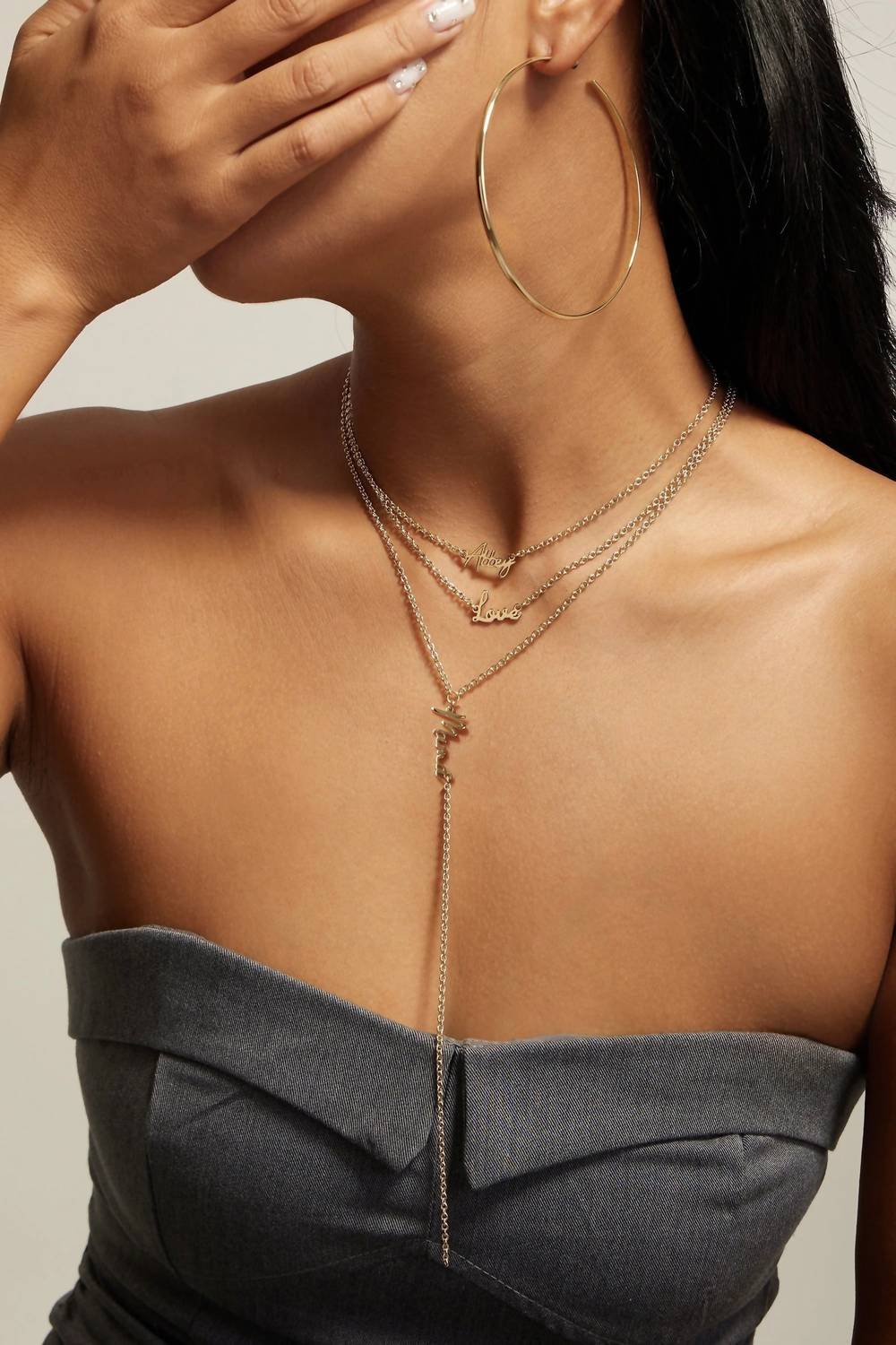 Eklexic - Women's Dainty Script Mama Lariat Necklace