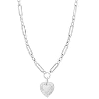 Eklexic - Women's Large Multi Link Chain & Heart Pendant Necklace