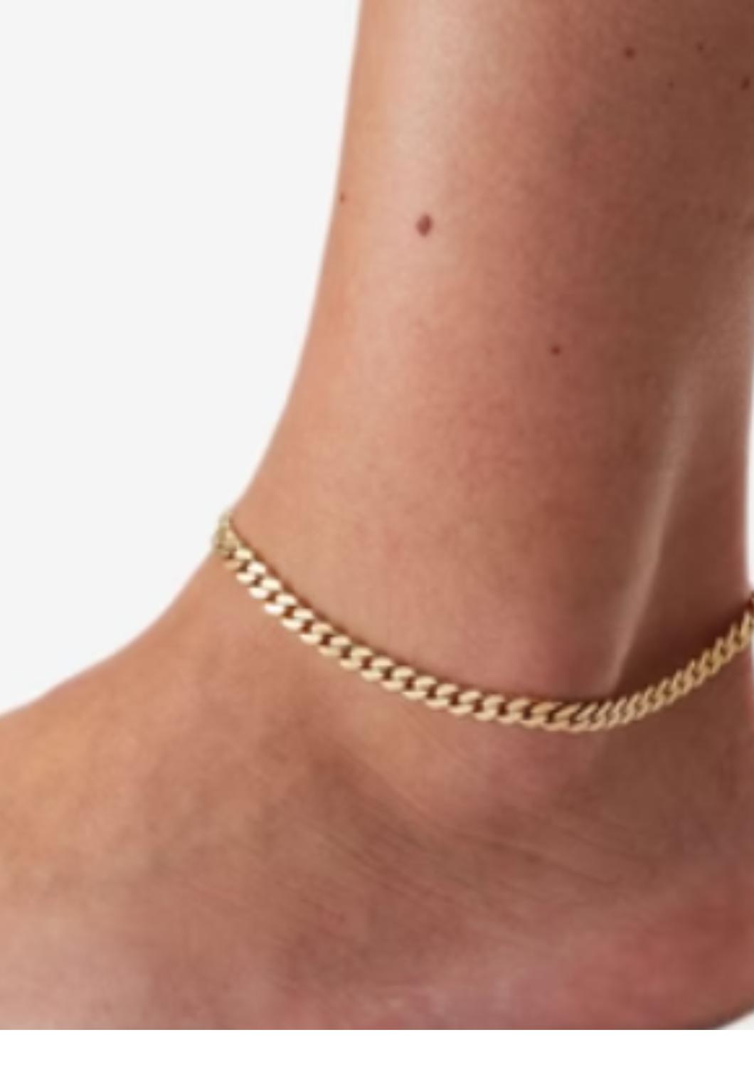 Eklexic - Women's Micro Link Curb Chain Anklet