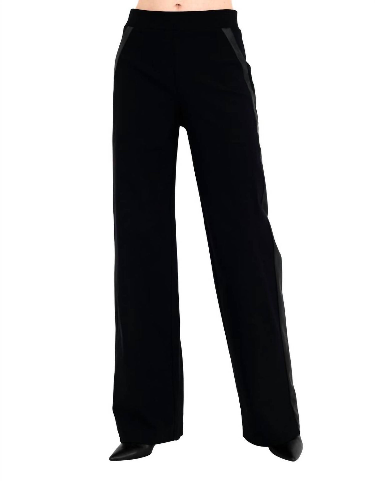Elaine Kim - Clovis Tech Stretch Slouchy Pants With Vegan Leather Stripe