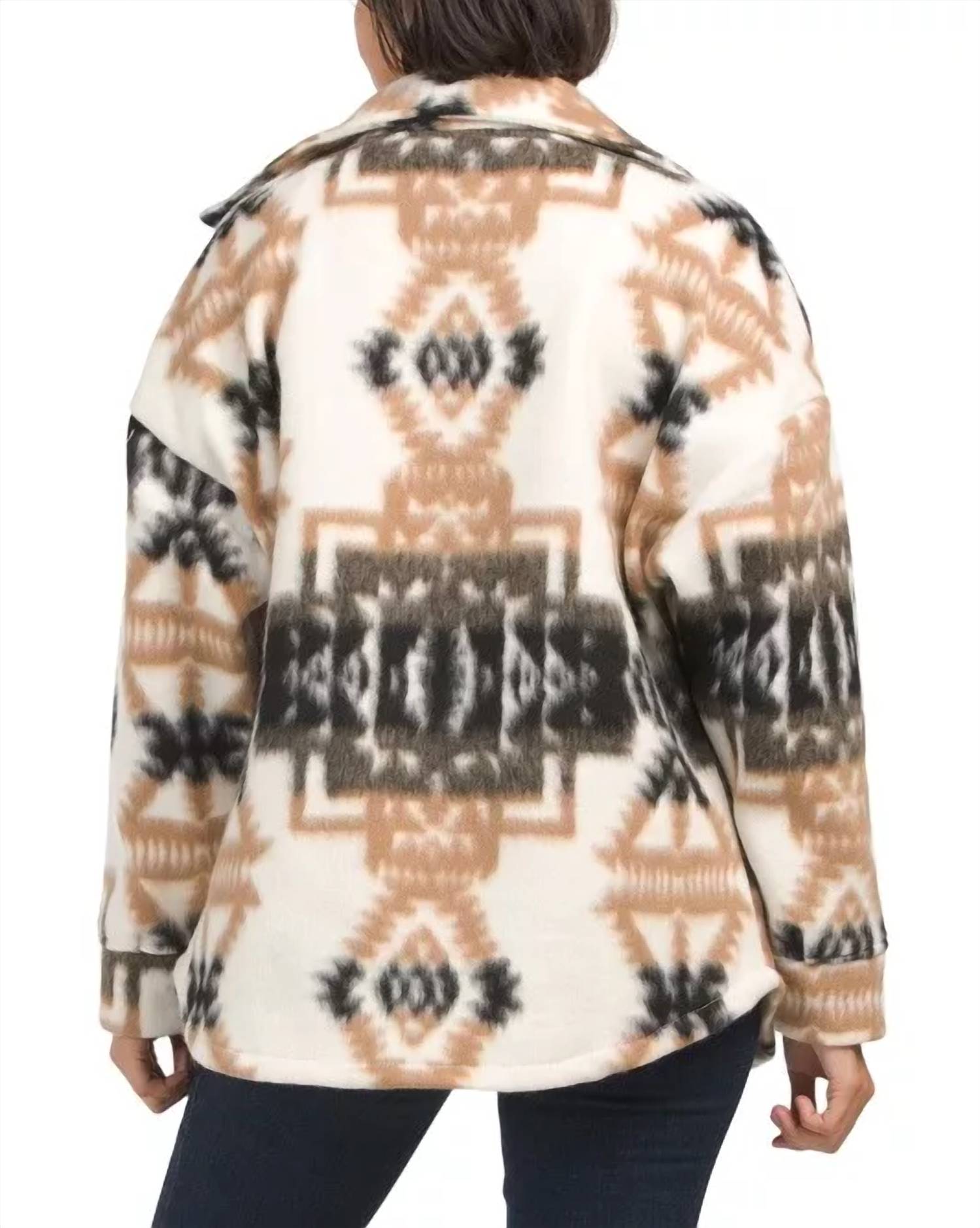 Elan - Aztec Print Coat - brown - clothing - coats