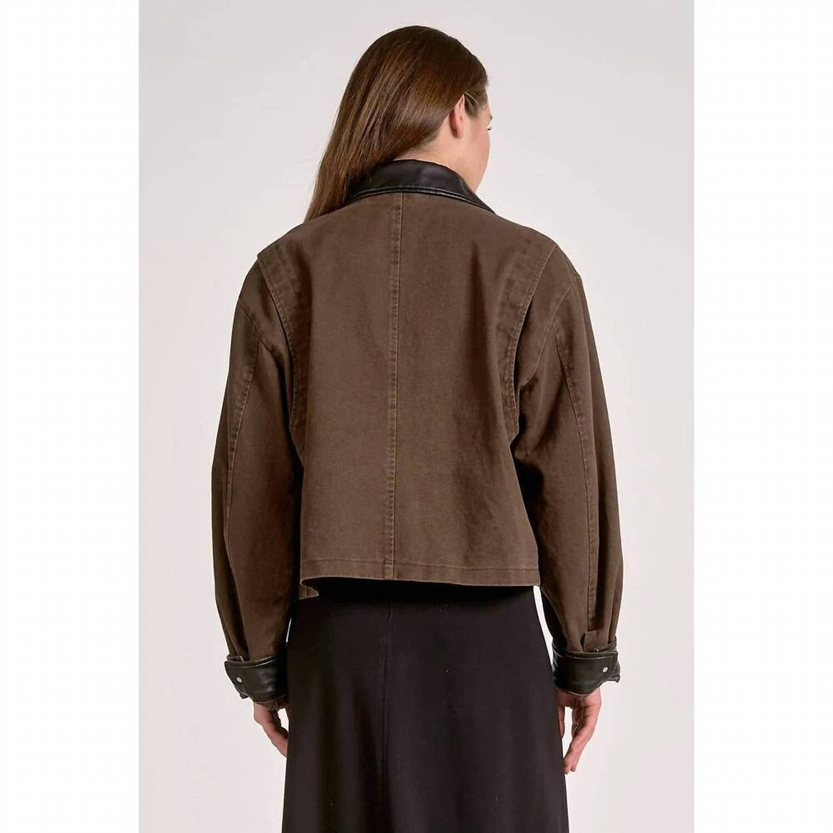 Elan - Barn Coat Jacket With Leather Trim