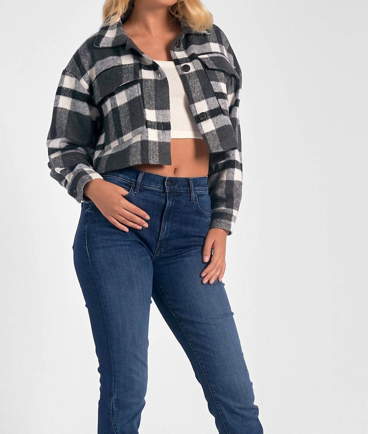 Elan - Button Down Crop Jacket - black - casual - jacket - clothing