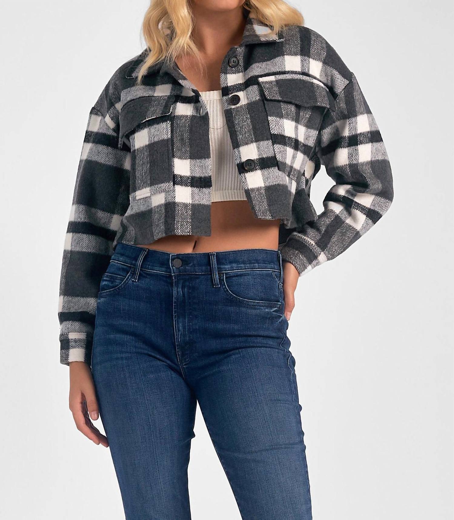 Elan - Button Down Crop Jacket - black - casual - jacket - clothing