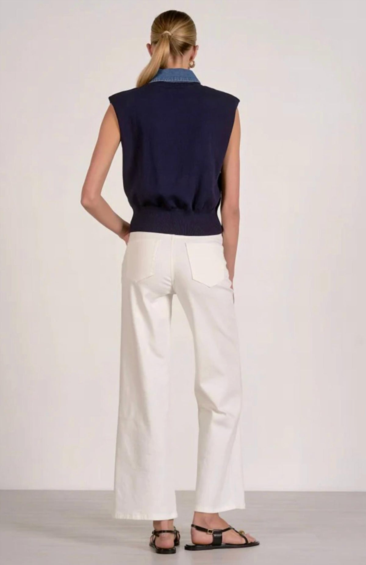 Elan - Cap Sleeve Mixed Media Top