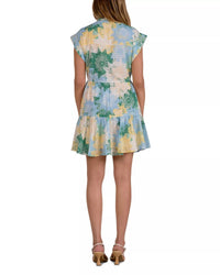 Elan - Cap Sleeve Windowpane Printed Dress