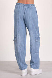 Elan - Chambray Cargo Pants - blue - clothing - lyocell