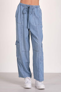 Elan - Chambray Cargo Pants - blue - clothing - lyocell