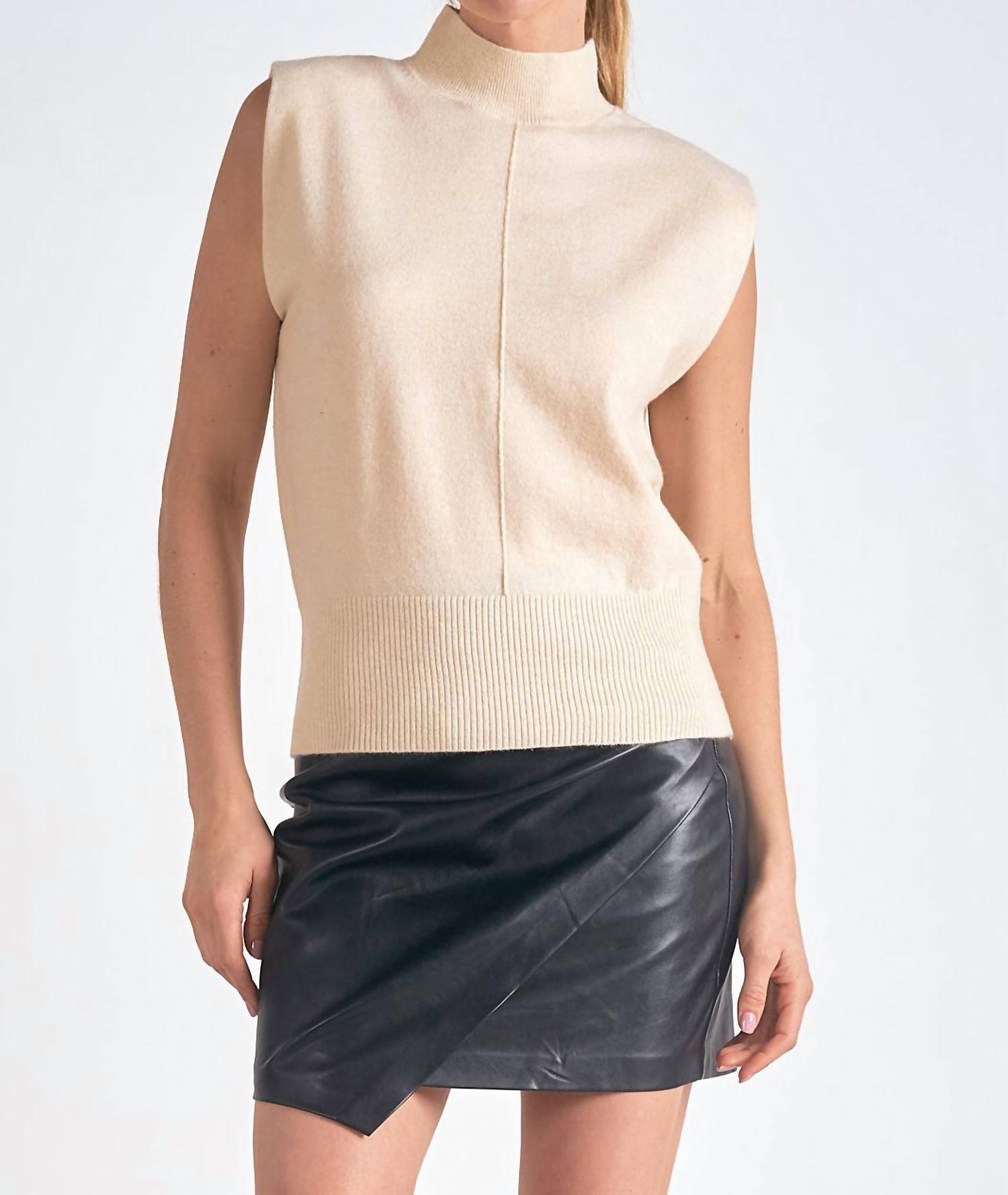 Elan - Chelcie Sleeveless Sweater - acrylic - beige - clothing