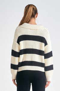 Elan - Color Block V - neck Sweater - black - clothing - shirts