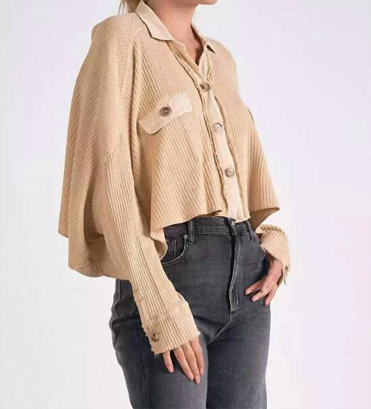 Elan - Crop Button Down Jacket