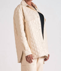 Elan - Faux Leather Quilted Jacket - beige - clothing - coats