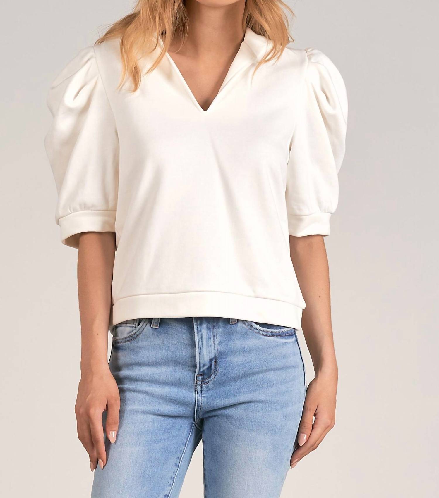 Elan - French Terry Puff Sleeve Hoodie - clothing - cotton - hoodies