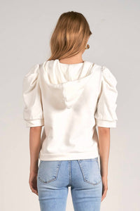 Elan - French Terry Puff Sleeve Hoodie - clothing - cotton - hoodies
