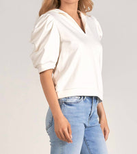 Elan - French Terry Puff Sleeve Hoodie - clothing - cotton - hoodies