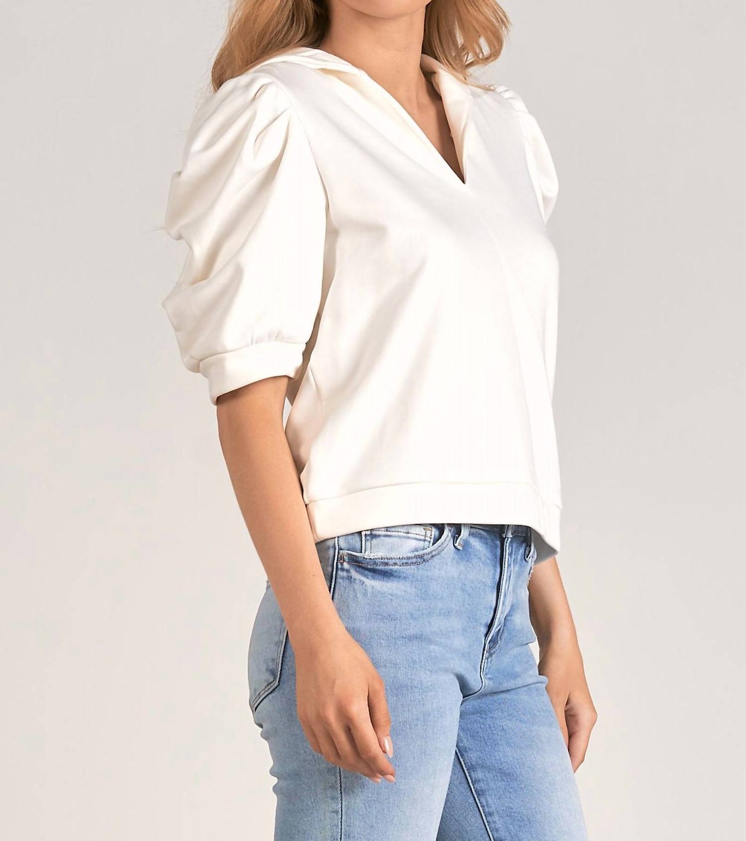 Elan - French Terry Puff Sleeve Hoodie - clothing - cotton - hoodies