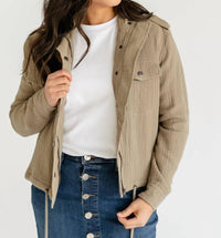 Elan - Gauze Snap Front Jacket - beige - casual - jacket - clothing