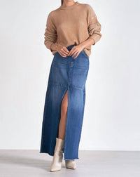 Elan - Kendra Ribbed Crewneck Sweater - brown - clothing - crew