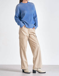 Elan - Kendra Ribbed Crewneck Sweater - blue - clothing - crew