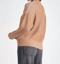 Elan - Kendra Ribbed Crewneck Sweater - brown - clothing - crew