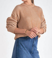 Elan - Kendra Ribbed Crewneck Sweater - brown - clothing - crew