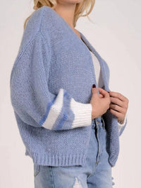 Elan - Loose Knit Cardigan Sweater - blue - cardigans - clothing