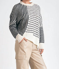 Elan - Mara Round Neck Sweater - acrylic - black - clothing