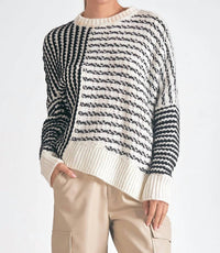 Elan - Mara Round Neck Sweater - acrylic - black - clothing